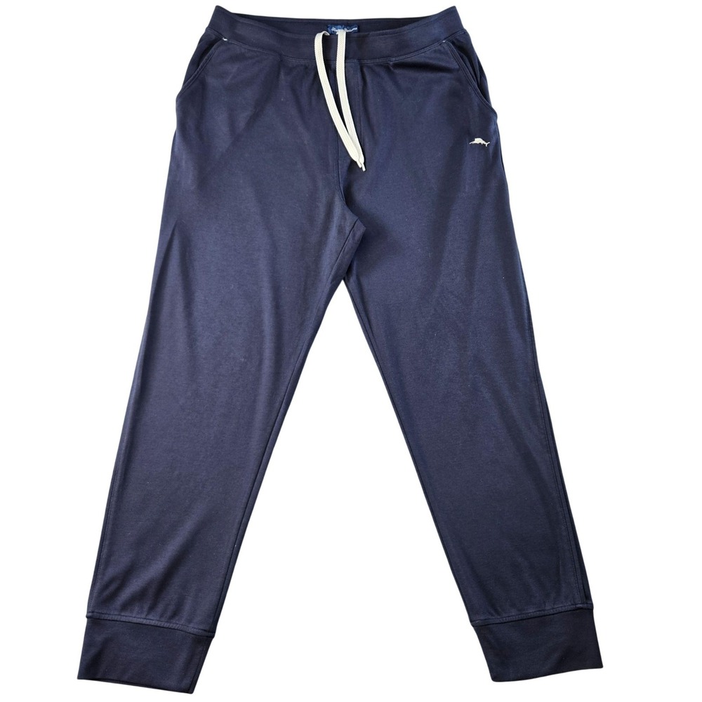 Tommy Bahama Pants Mens L Blue Jogger French Terry Drawstring Elastic Pockets